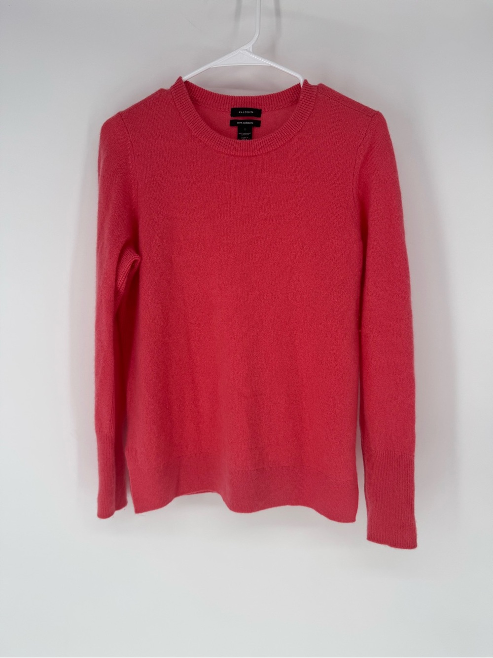 Halogen 100% cashmere Coral Crewneck Sweater large